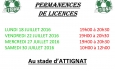 Reprise saison 2016/2017 et permanences licences